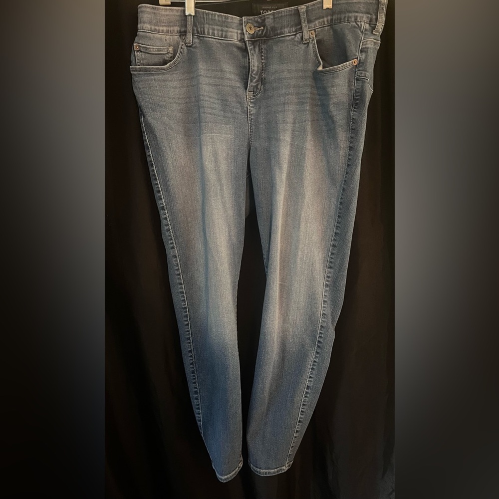 Torrid Blue Skinny Jeans with Faded Wash